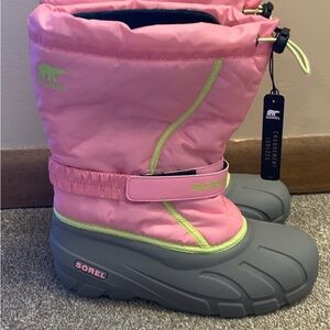 Sorel Youth Girls Pink and Gray Snow Boots US 7
